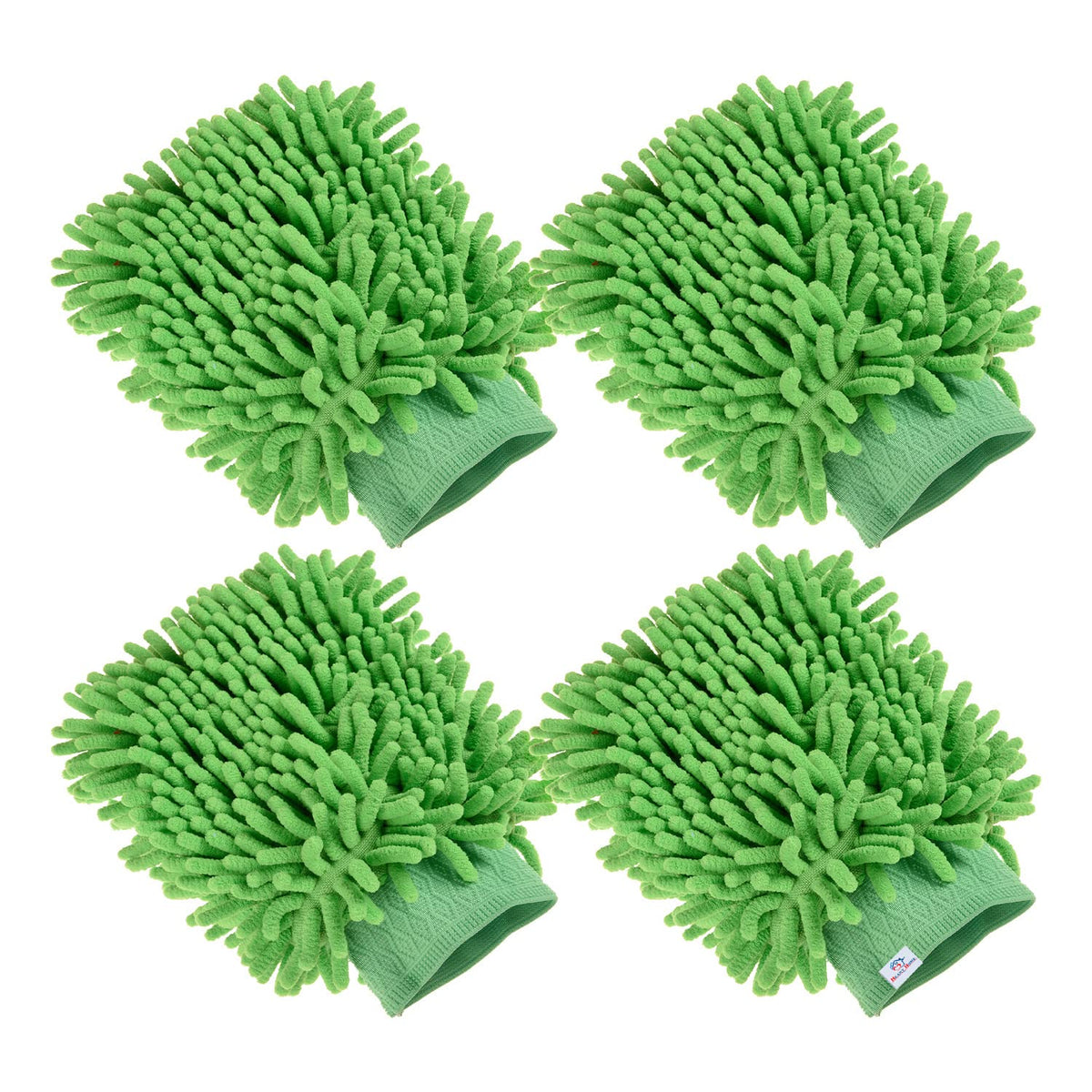 Heart Home Chenille Mitts|Microfiber Cleaning Gloves|Inside Waterproof Cloth Gloves|100 Gram Weighted Hand Duster|Chenille Gloves for Car|Glass|Pack of 4 (Green)