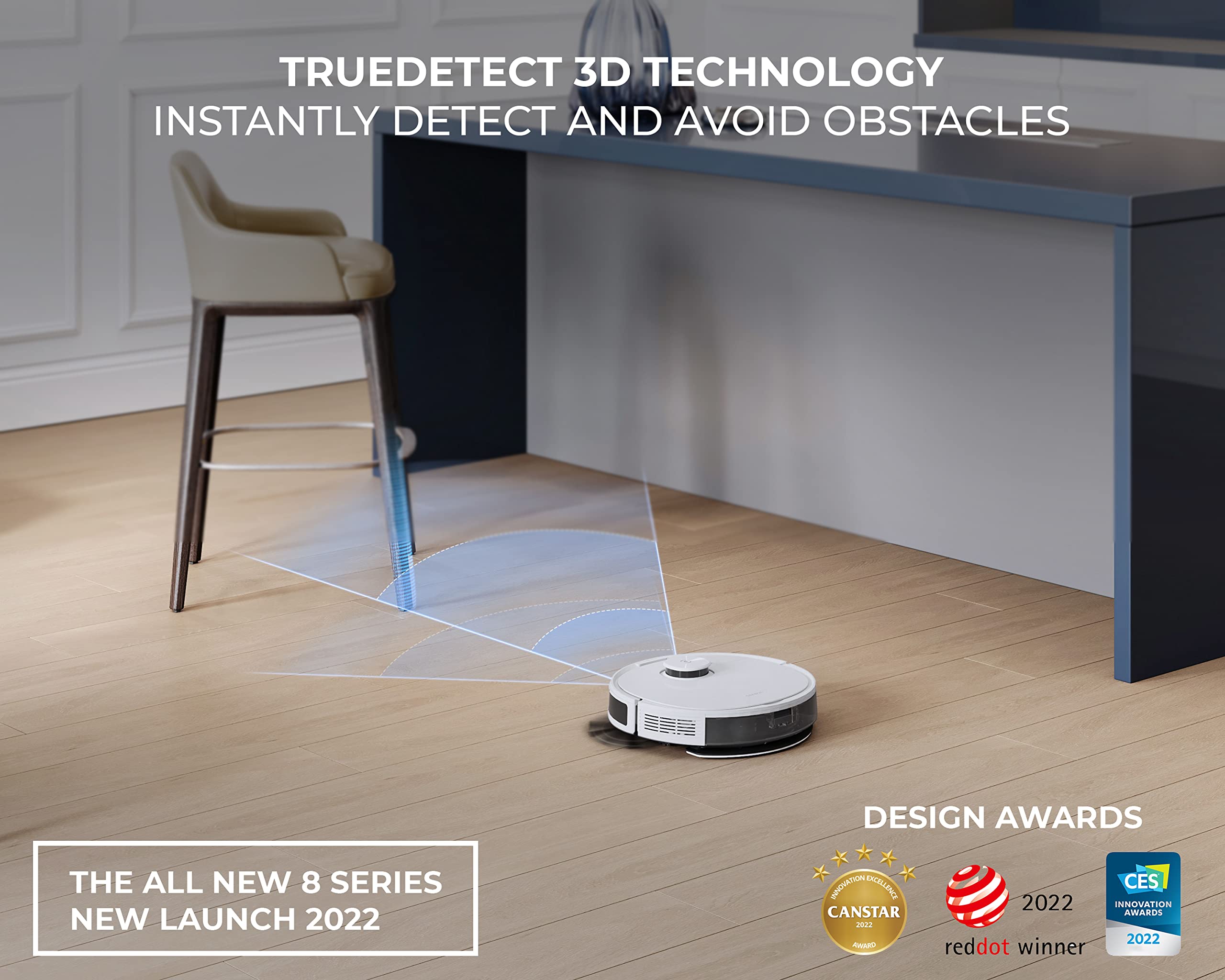 ECOVACS DEEBOT 2-in-1 Robotic Vacuum Cleaner with OZMO Mopping, Intelligent dToF Mapping Technology, 2300 Pa Strong Suction, Smart App Enabled, Google