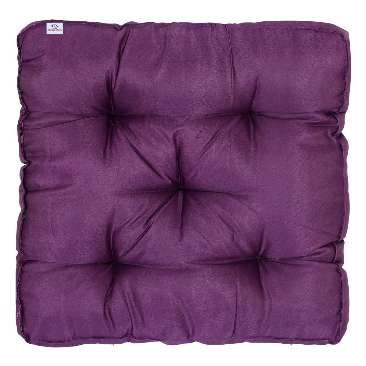 Heart Home Microfiber Square Chair Pad/Cushion for Office, Home or Car Sitting, 18 * 18 Inch (Purple), Standard (HS_37_HEARTH020873)