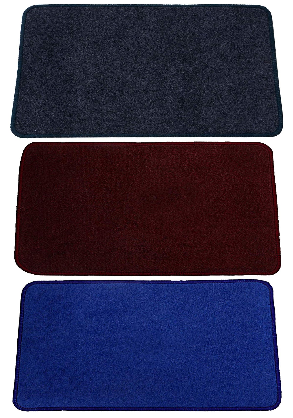 Kuber Industries Microfiber Anti Slip 3 Pieces Door Mat 22"x14", Grey & Blue & Maroon - CTKTC039901