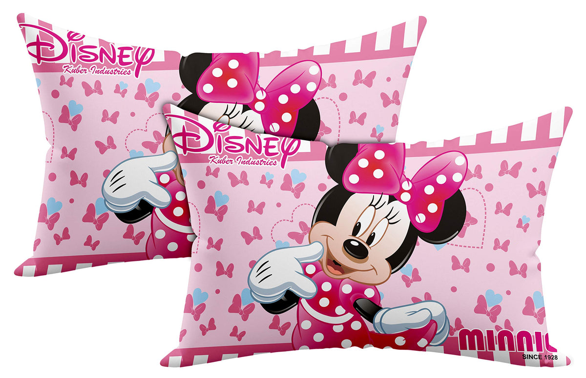 Kuber Industries Disney Printed Toddler Kids Pillow Silky Soft Microfiber Polyester, Perfect for Travel,Toddler Cot,12"x18" (Pink)-Pack of 2-KUBMART15824