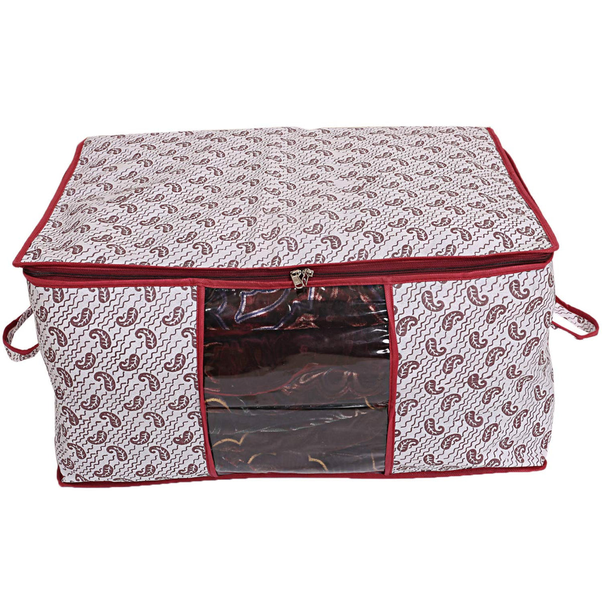 Kuber Industries Rectangular Non-Woven Underbed Storage Organiser/Organiser (Extra Large, Maroon) - CTKTC1640