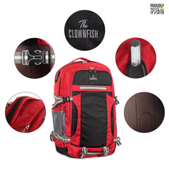 THE CLOWNFISH Mission 48 Litres Polyester Unisex Travel Backpack Rucksack for Outdoor Sports Camp Trek (Red)