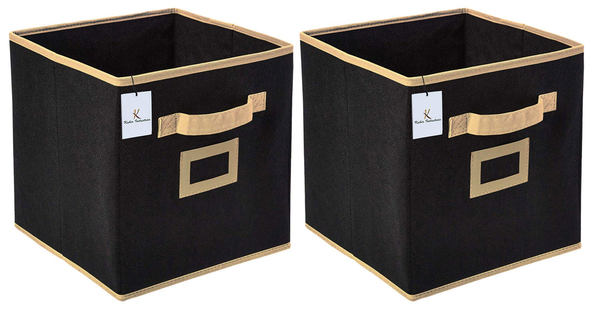 Kuber Industries Non Woven Small Foldable Storage Cubes (Black, 27 Cm x 27 Cm x 27 Cm) - CTKTC035126-2 Pieces