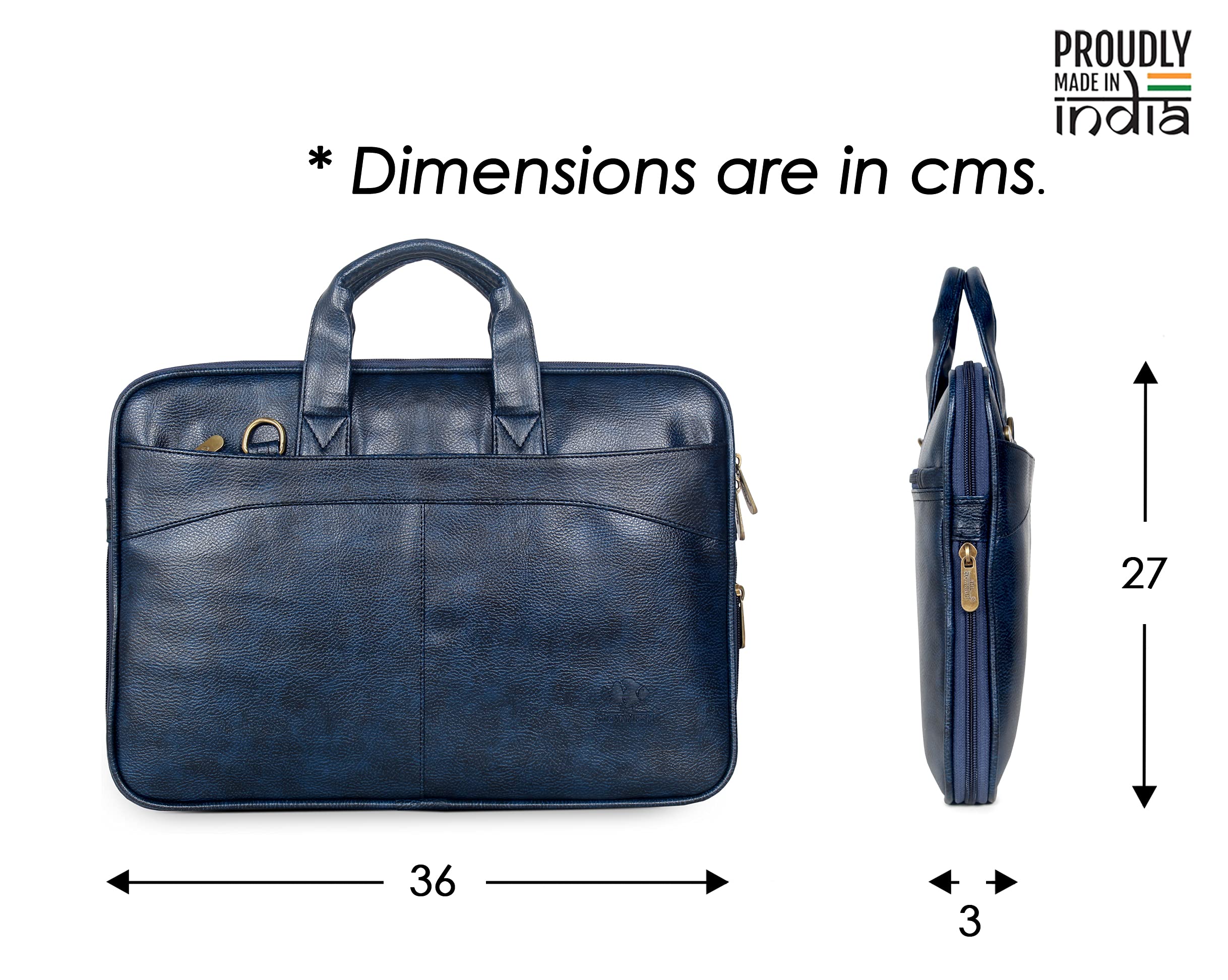 The Clownfish Glamour Faux Leather Slim Expandable 12 inch Laptop Messenger Bag Briefcase (Blue)