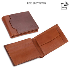 THE CLOWNFISH RFID Protected Genuine Leather Bi-Fold Wallet for Men with Multiple Card Slots & Coin Pocket (Dark Brown)