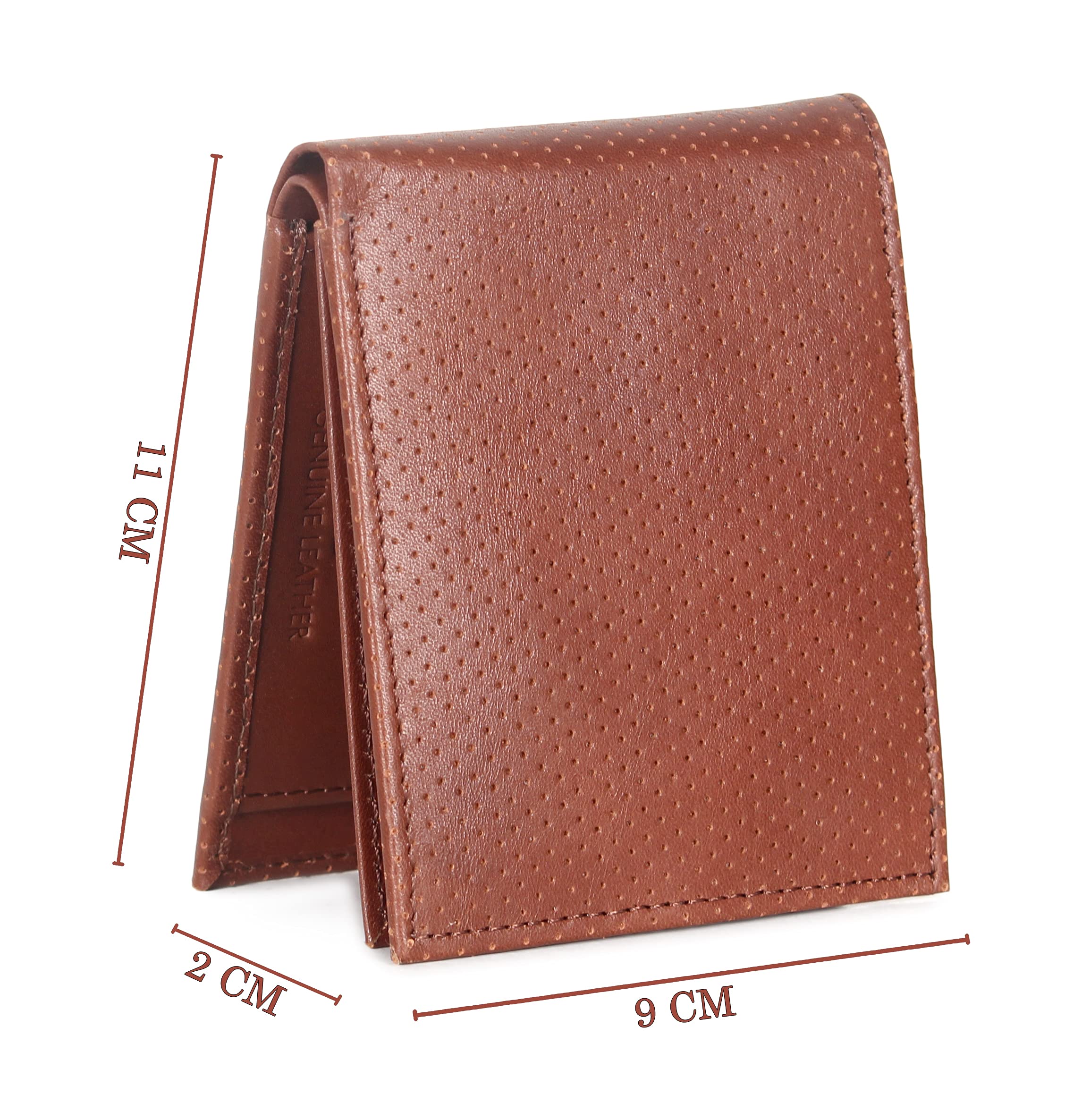 The Clownfish RFID Protected Genuine Leather Bi-Fold Wallet for Men with Multiple Card Slots, Coin Pocket & ID Window (Tan)