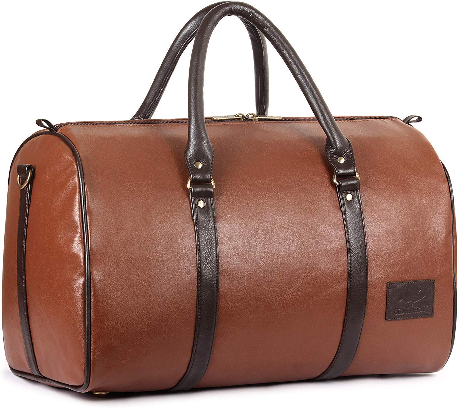 The Clownfish Browny 36 liters Faux Leather Travel Duffle Bag Men Travel Duffel Bag Luggage Daffel Bags Air Bags Luggage Bag Travelling Bag Truffle Bags (Rust Brown)