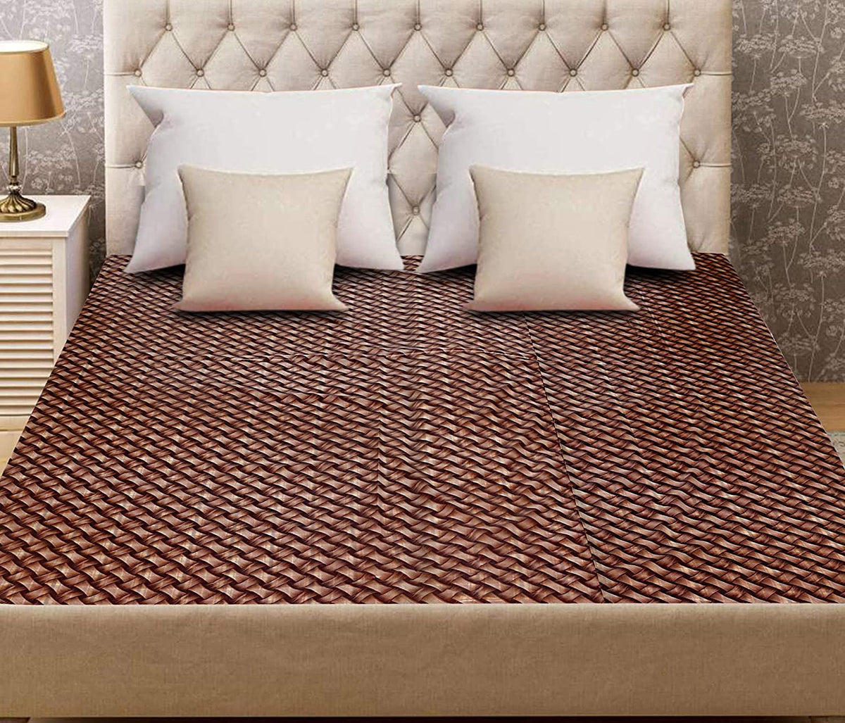 Kuber Industries PVC Double Bed Mattress Protector, 78"x78" Inch (Brown)-HS_38_KUBMART21474