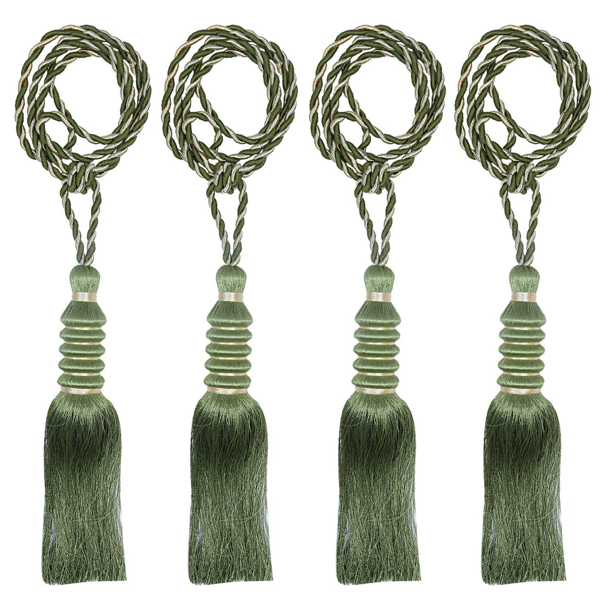 Kuber Industries Polyester 4 Pieces Curtain Tie Back Tassel Set (Green) -CTKTC12858