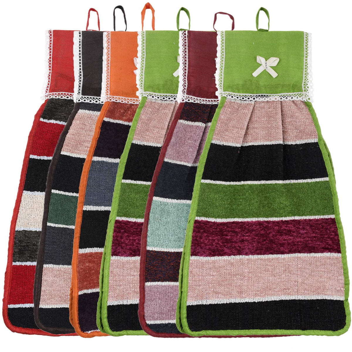 Kuber Industries Hanging Cotton Washbasin Napkin/Hand Towel for Kitchen and Bathroom (Multicolour, 6 Pieces) - CTKTC45602