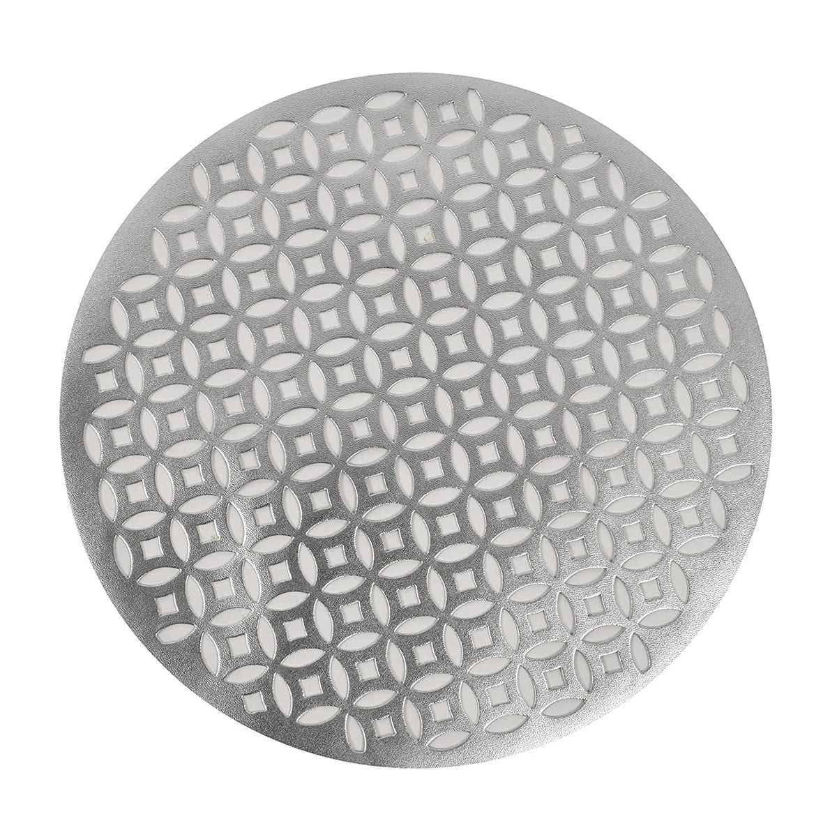 Kuber Industries Cutwork Design Soft Leather 6 Pieces Dining Table Hexagon Round Placemat Set (Silver) - CTKTC045887