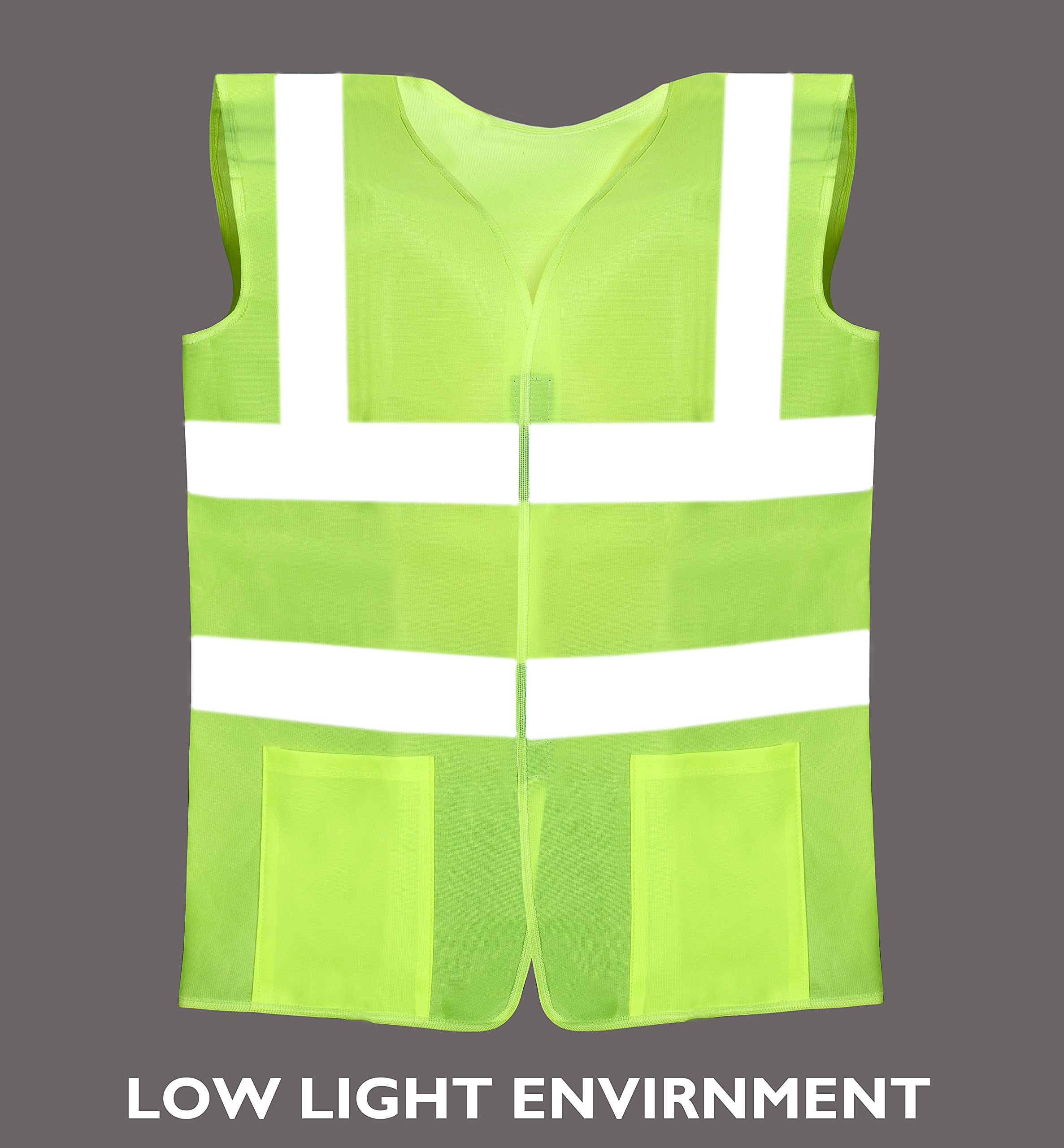 THE CLOWNFISH Hi-Vis Reflective Safety Vest Unisex Polyester Workwear Jacket Safety Coat with Reflective Tape for Traffic Sports Construction Site (XL, Green)