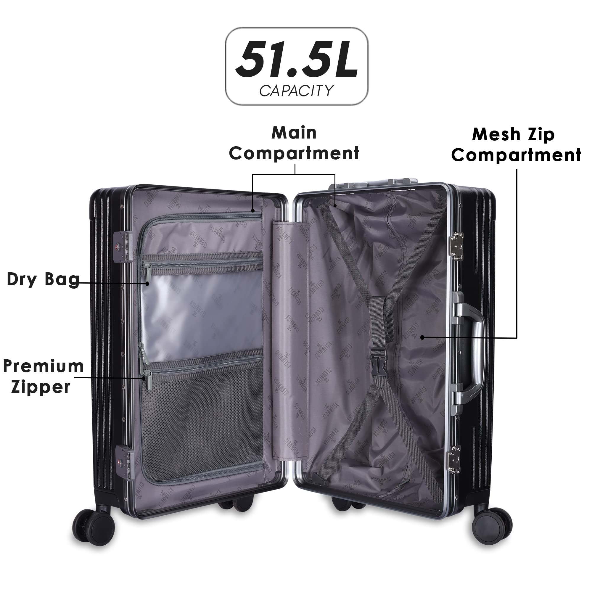 The Clownfish Ballard Series ABS & Polycarbonate Exterior Suitcase 8 Wheel  Trolley Bag with TSA Lock at Rs 4399/piece | Trolley Suitcase in Mumbai |  ID: 2849912764288