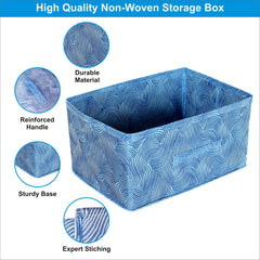 Kuber Industries Laheriya Metallic Print Rectangular Non Woven Fabric Modular Closet Organizer Box with Handle (Blue & Red & Beige, KUBMART15999, 42 x 29 x 22 cm), Set of 3