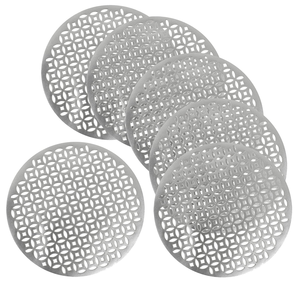 Kuber Industries Stain & Heat Resistant, Non-Slip Rounded Soft Leather Table Placemats, Set of 6 (Silver), Standard (HS39KUBMART021946)