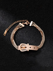 Yellow Chimes Bracelet for Women Rose Gold-Plated Multilayered Tang Belt Design Chain Bracelet For Women and Girls