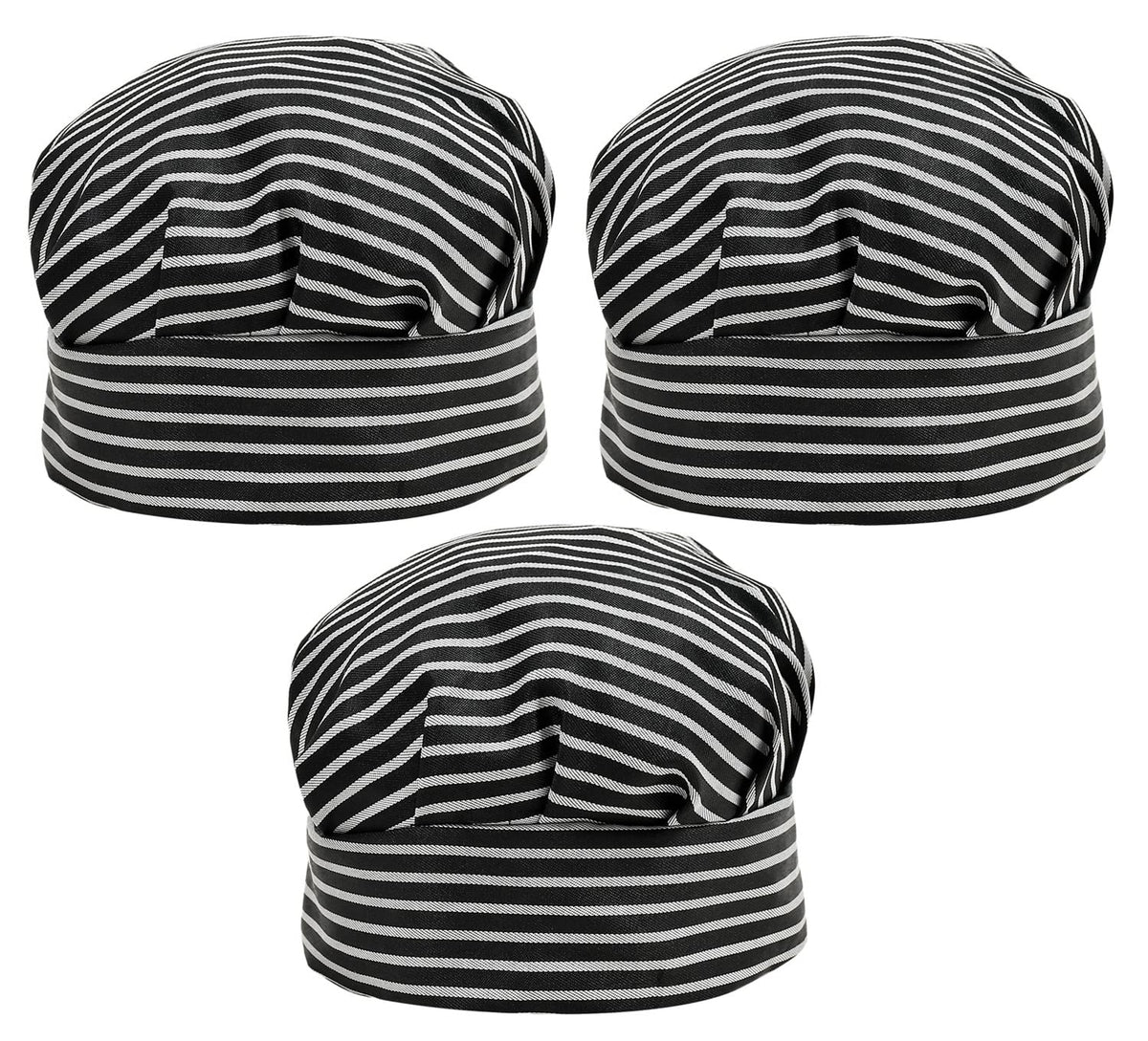 Heart Home Linning Design Cotton Cooking Chef Cap- Pack of 3 (Black)-50HH01039