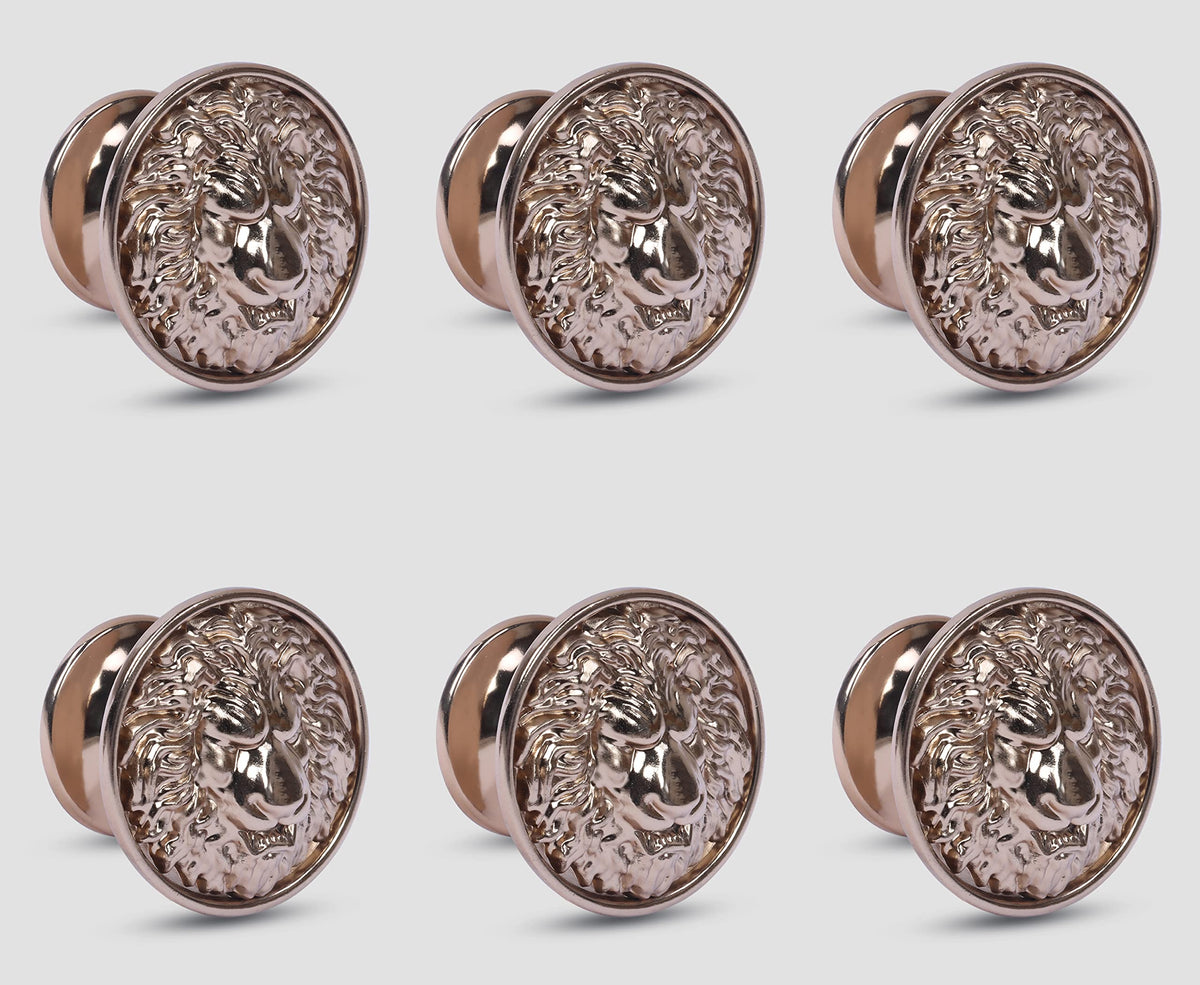 Plantex Lion Face Cabinet Drawer Knob Handle/Kitchen Cabinet Knobs/Knobs for Cabinets and Drawer/Round Drawer Pulls and Knobs- Pack of 6 Pieces (Rose Gold)