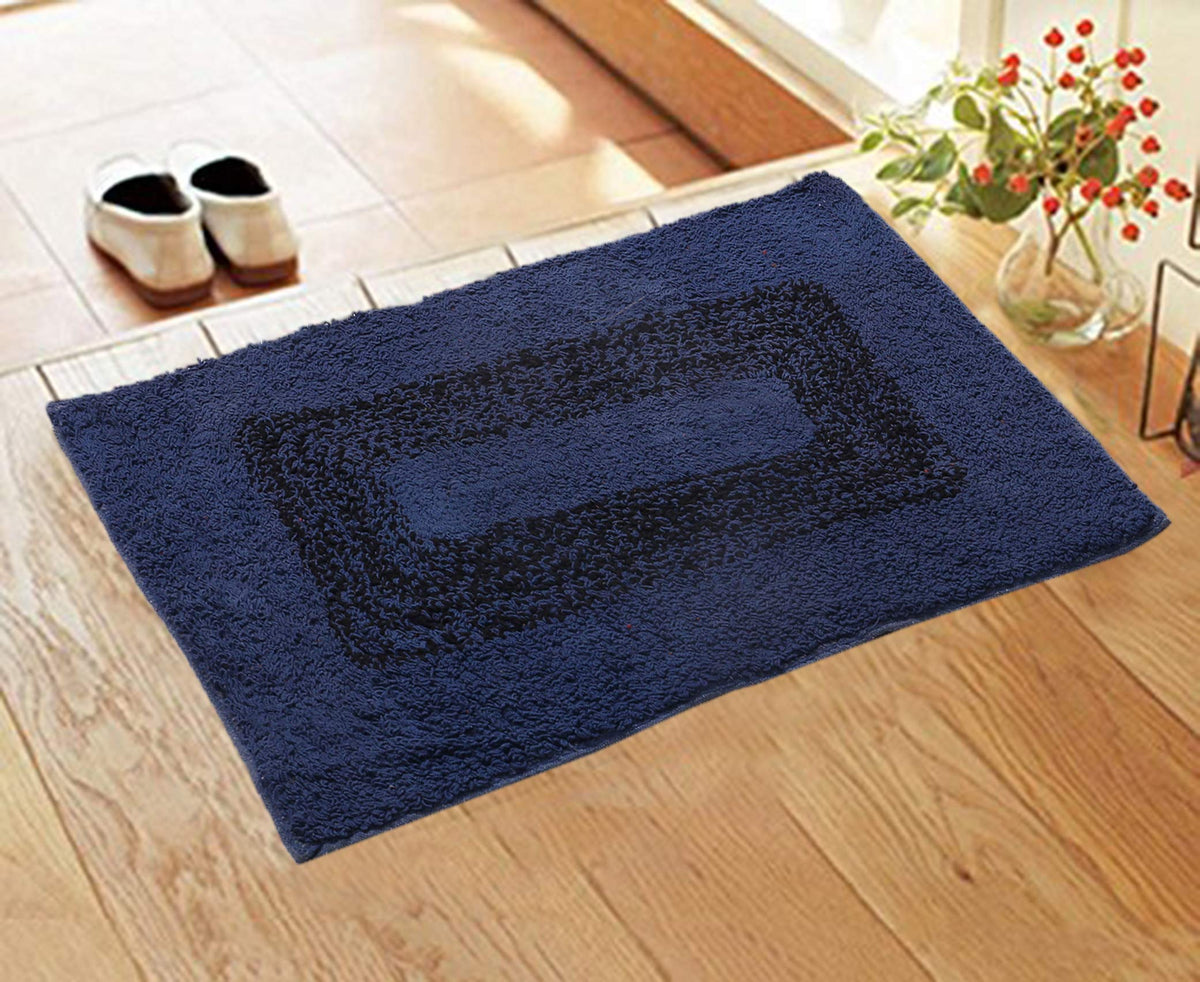 Kuber Industries Soft Cotton Reversible Door Mat 16"x24" (Blue) -CTKTC029273