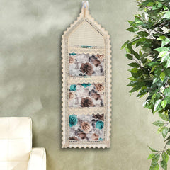 Heart Home Flower Printed Multiuses 3 Pockets Wall Hanging Storage Organizer/Holder For Home (Cream & Brown)-50HH01171