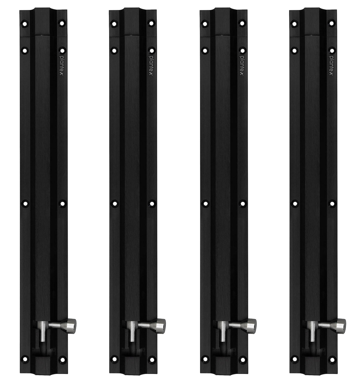 Plantex Black Tower Bolt for Doors and Windows Safety - 12-inches Long (Pack of 4)