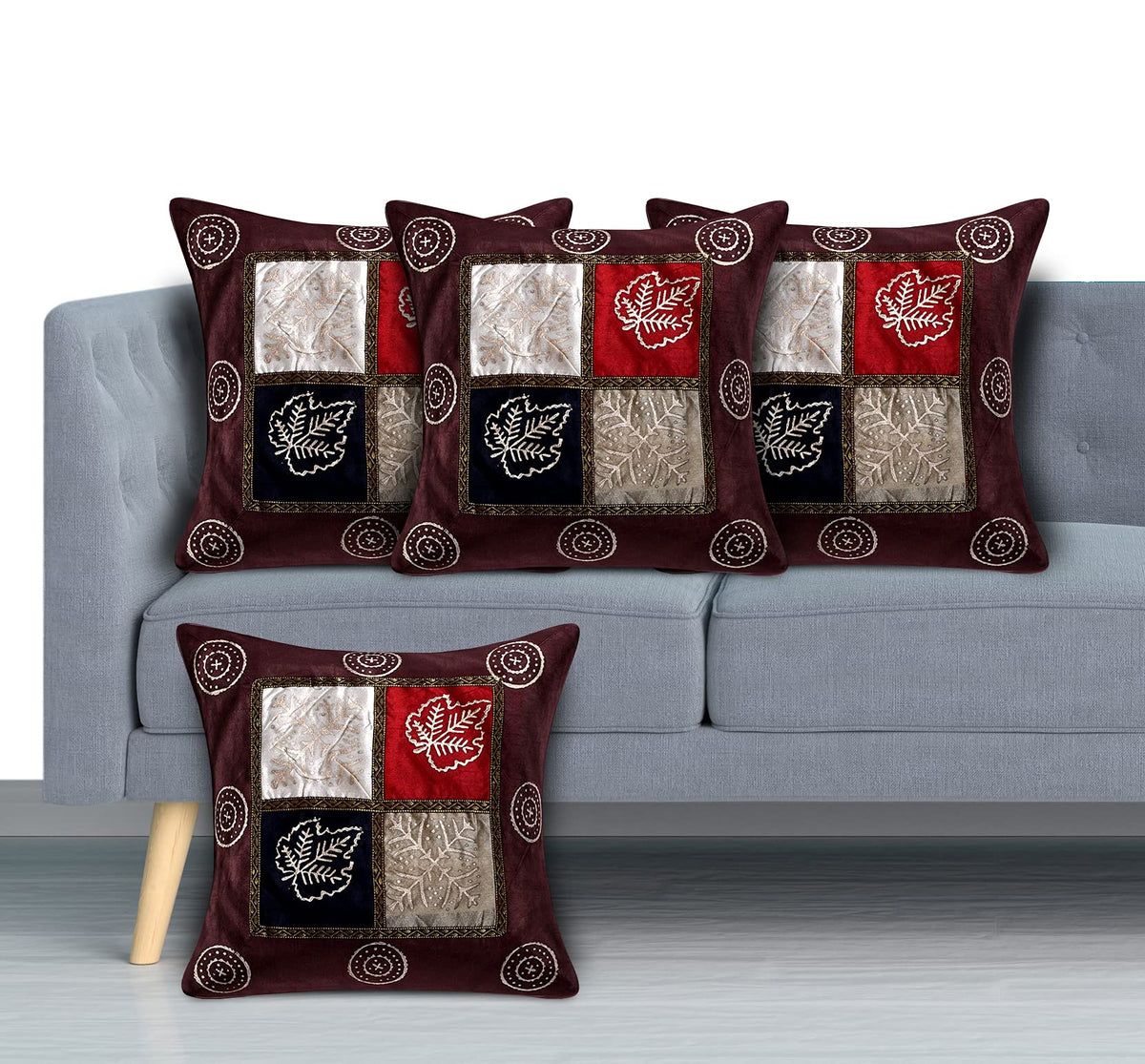 Kuber Industries Printed Soft Decorative Square Throw Pillow Cover, Cushion Covers, Pillow Case for Sofa Couch Bed Chair 16x16 Inch- Pack of 4 (Brown)-HS_38_KUBMART21731, Standard