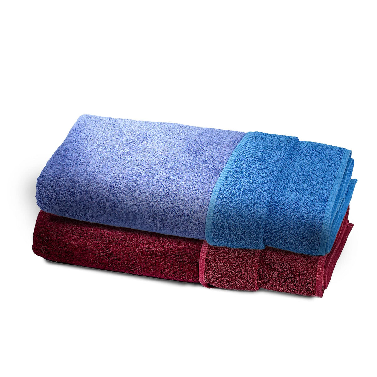 Mush Duo - One Side Soft Bamboo Other Side Rough Cotton - Special Dual Textured Towel for Gentle Cleanse & Exfoliation (2, Ruby Red & Blue Sapphire)