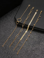 Yellow Chimes Combo Bracelets for Women 4 Pcs Chain & Links Gold Plated Multi Layered Bracelet Set for Women and Girls