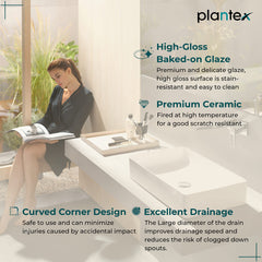 Plantex Platinium Tabletop Ceramic Rectangular Wash Basin/Countertop Bathroom Sink (WIS-024, 18 x 14 x 5.5 Inch)