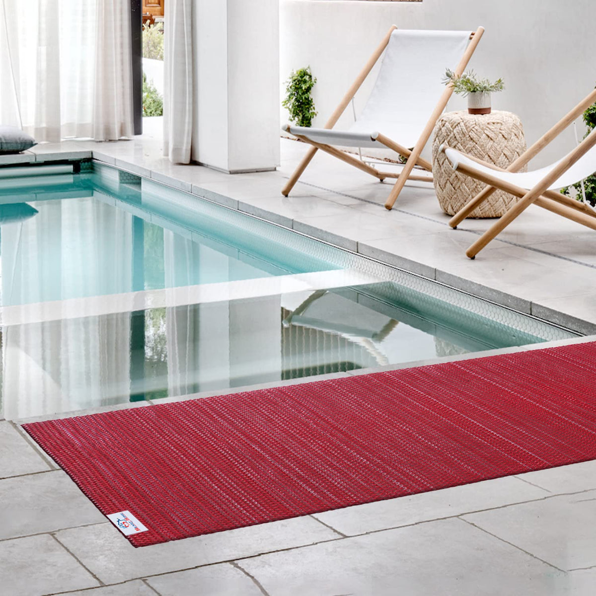 Heart Home Rubber Waterproof Anti-Skid Swimming Pool Mat|Shower Mat|Rainmat for Entrance Area,Bathroom,2 x 20 Feet (Red)