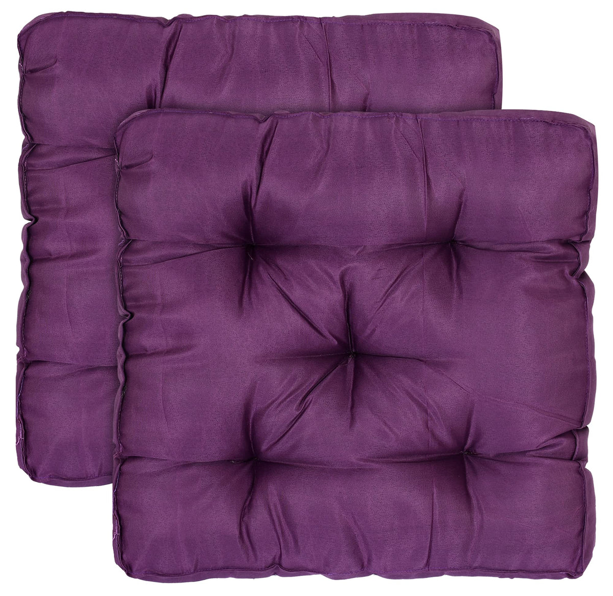 Kuber Industries Microfiber Square Chair Pad Seat Cushion for Car Pad, Office Chair, Indoor/Outdoor, Dining Living Room, Kitchen-Pack of 2, 18 * 18 Inch (Purple)