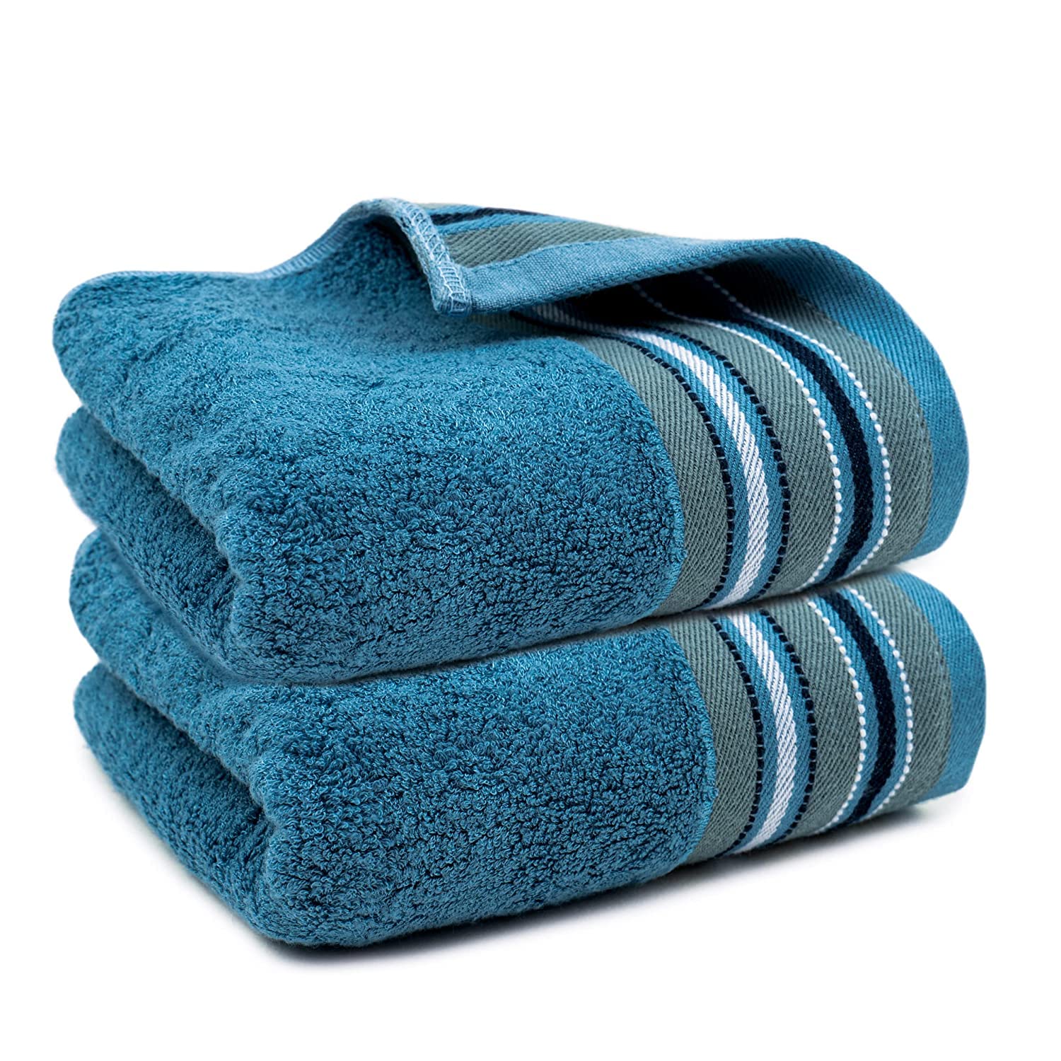 Mush Designer Bamboo Hand Towels -Ultra Soft, Absorbent & Quick Dry Towels for Bath, Spa and Yoga (Emerald Blue, Hand Towelset of 2) Hand Towels Emerald Blue