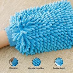 CARBINIC Microfiber Double-Sided Chenille Wash Mitt 1000 GSM