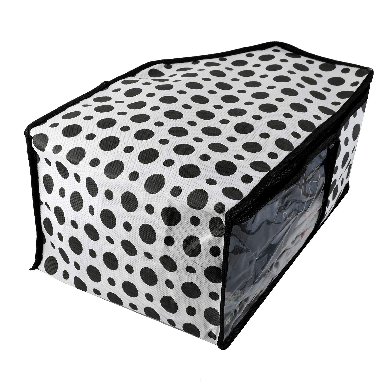 Kuber Industries Polka Dots 3 Pieces Non Woven Blouse Cover Set (Black & White) -CTKTC039389