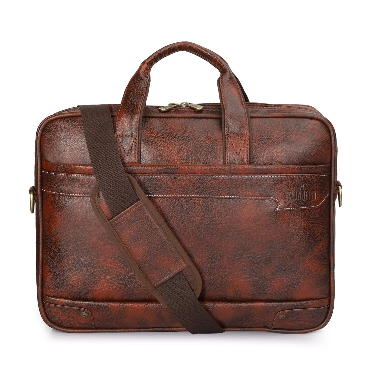 THE CLOWNFISH Faux Leather 15.6 inch Laptop Messenger Bag Briefcase Laptop Bags (Tan)