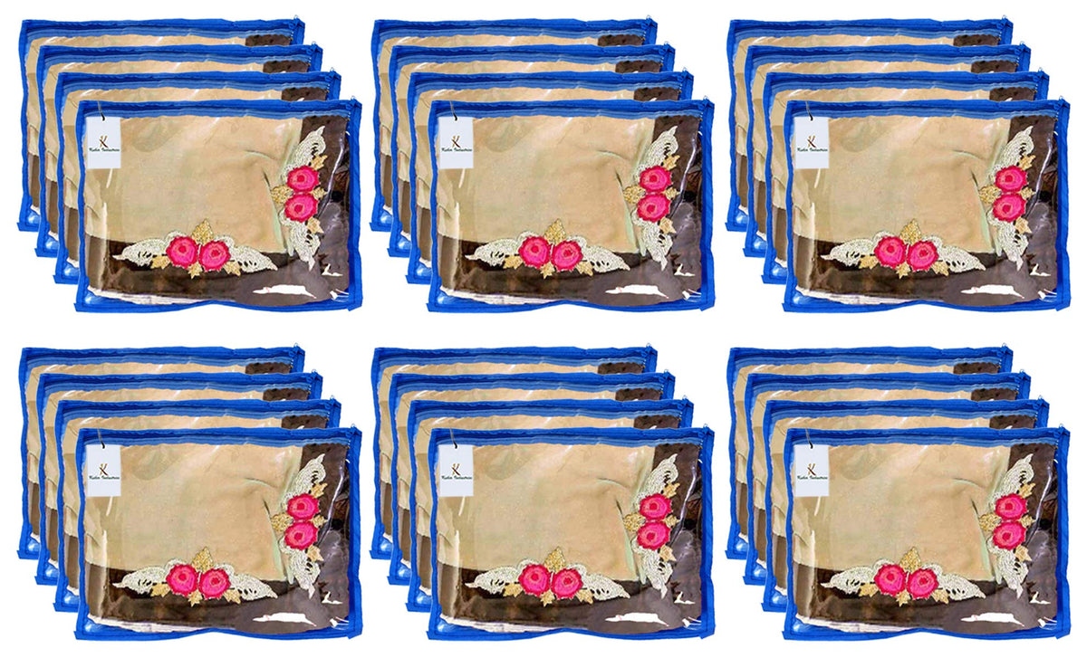 Kuber Industries Non Woven 24 Pieces Single Packing Saree Cover Set (Blue)-KUBMART2831