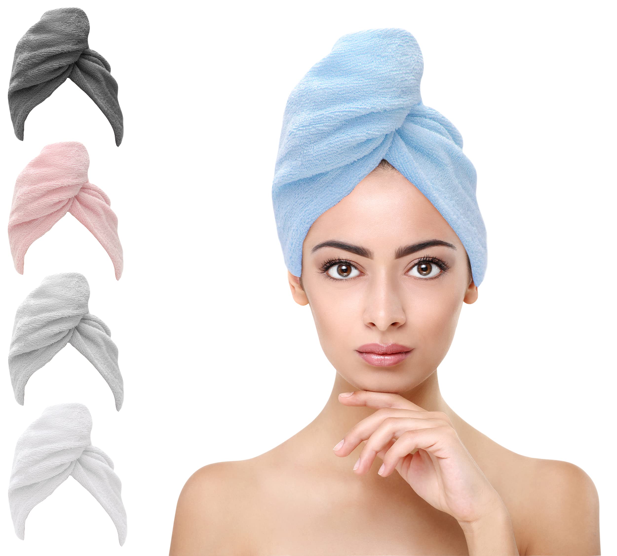 Mush Bamboo Ultra Soft & Absorbent Hair Wrap Towel (Sky Blue,1) 500 GSM