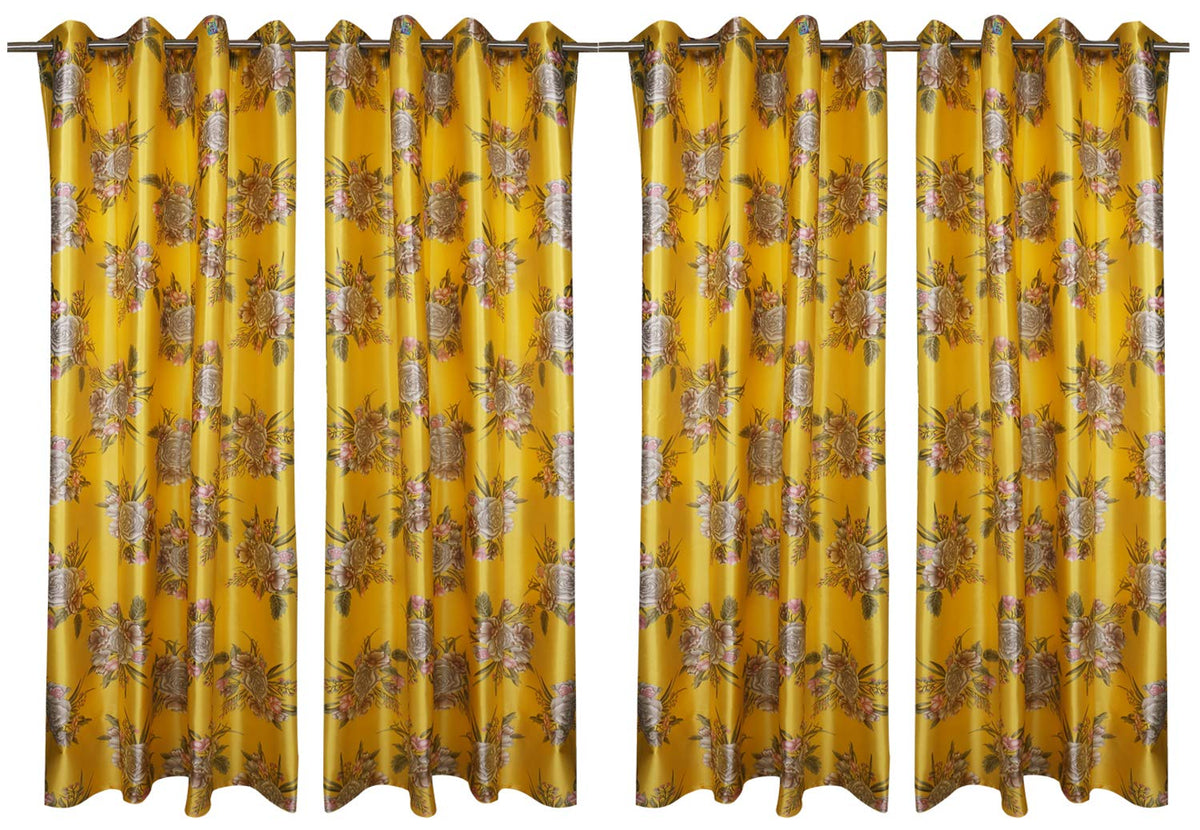 Kuber Industries Polyester 6 Pieces 7 Feet Eyelet Door Curtain (Gold) -CTKTC012965