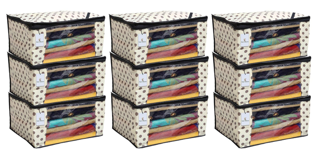 Kuber Industries 9 Piece Fabric Non Woven Wardrobe Organiser, Lvory