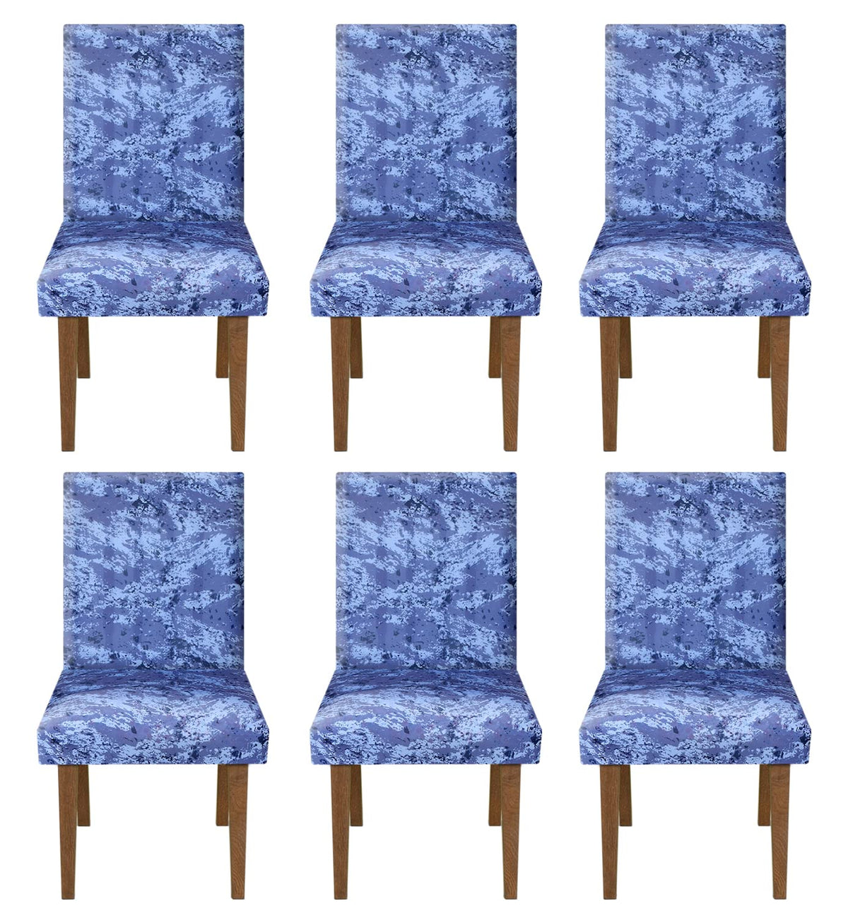 Kuber Industries Camouflage Printed Elastic Stretchable Polyster Chair Cover for Home, Office, Hotels, Wedding Banquet- Pack of 6 (Blue)-50KM0965