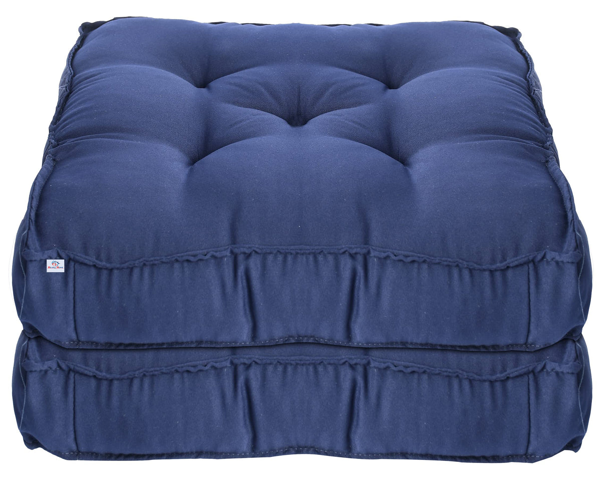 Heart Home Microfiber Square Chair Pad/Cushion for Office, Home or Car Sitting-Pack of 2, 18 * 18 Inch (Navy Blue) (Model: HS_37_HEARTH020899)