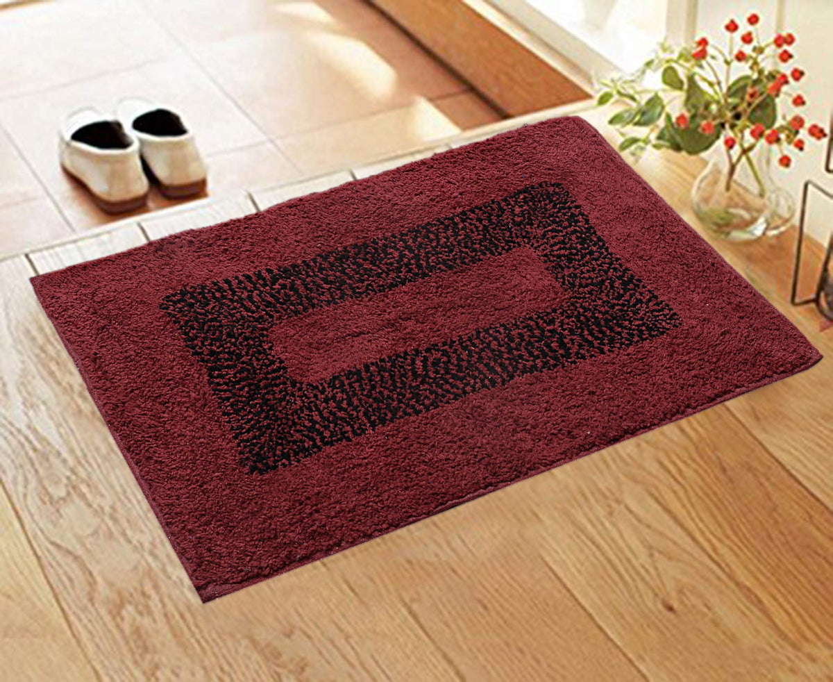 Kuber Industries Soft Cotton Reversible Door Mat 16"x24" (Maroon) -CTKTC29269