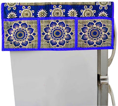 Kuber Industries Cotton Refrigerator Cover Set - Blue, (Model: FRIDGEKIFC11,Rectangular,Pack of 1)