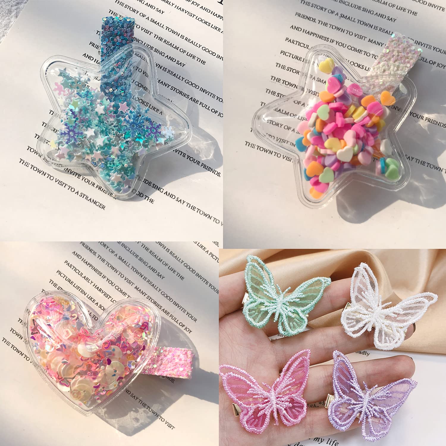 Yellow Chimes Hair Clips for Girls 7 Pcs Hairclip Set for Kids Butterfly Charm Hair Clips Hair Accessories for Toddlers and Kids Girls.