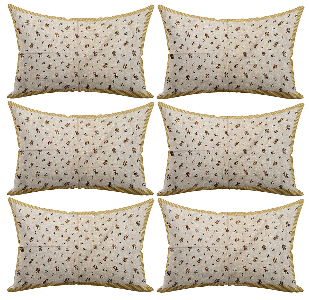 Kuber Industries Set of 6 Leaf Design Soft & Smooth Cotton Pillow Cover 18 x 28 inch (Cream)