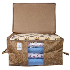 Kuber Industries Rectangular Underbed Storage Bag, Storage Organizer, Blanket Cover Set of 2 (Beige)