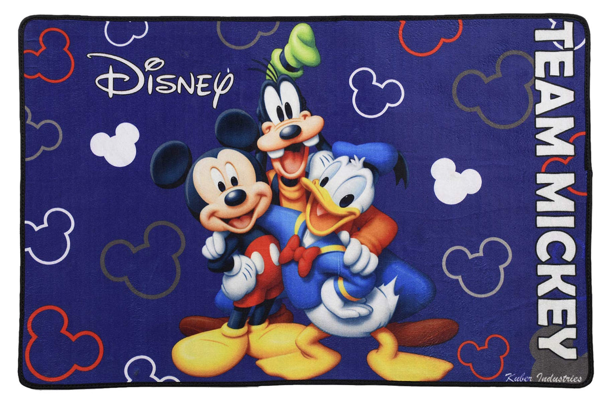 Kuber Industries Polyvinyl Chloride Disney Team Mickey Anti-Slip Door Mat (Royal Blue, CTKTC046057, 23"x15")