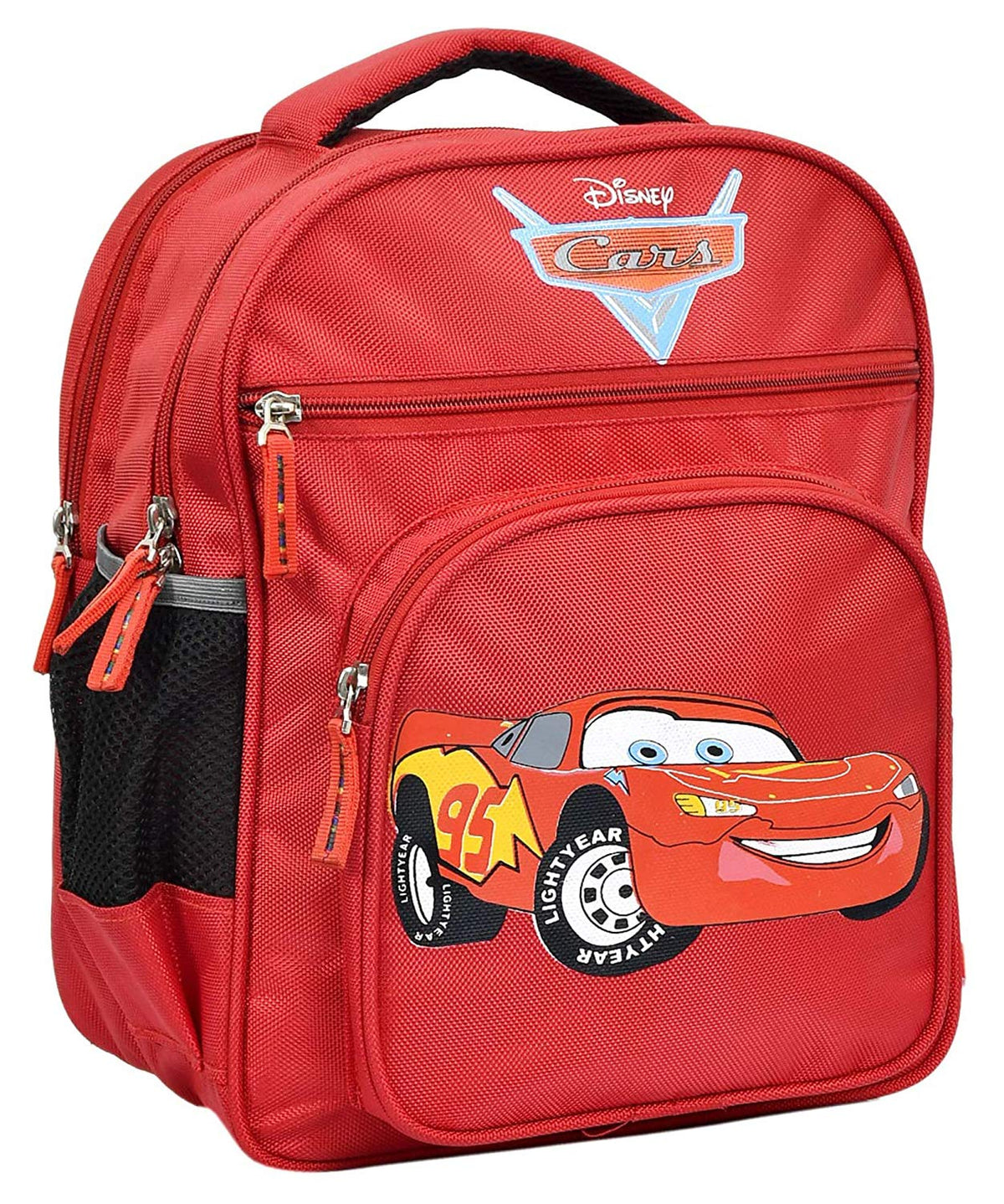 Kuber Industries Disney Cars Print 14 inch Waterproof Polyster School Bag/Backpack for Kids (Red) - KUBMART09904