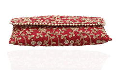 Kuber Industries Handcrafted Embroidered Clutch Bag Purse Handbag for Bridal, Casual, Party, Wedding (Maroon and Red) - CTKTC034521-2 Pieces
